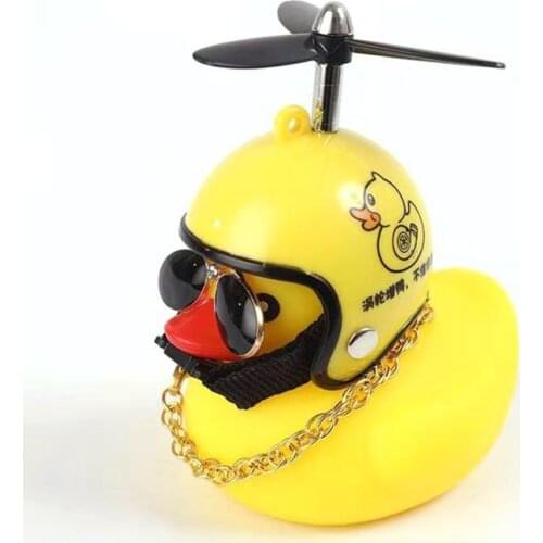 Mini Figurines Car Dashboard Wave-breaking Duck With Helmet And Chain Doll Car Decoration Doll Toys Ornament Accessories