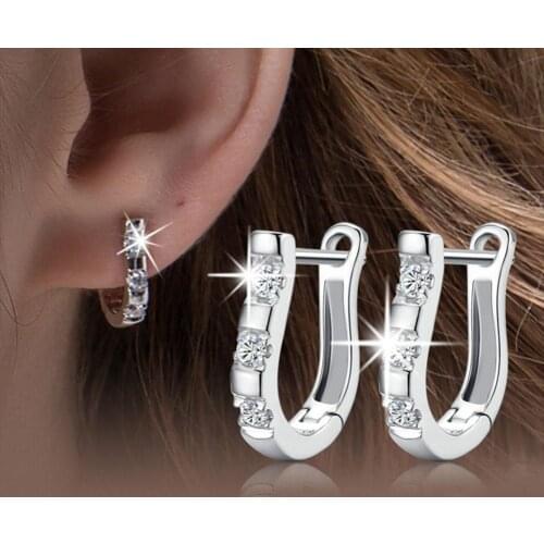 Fashion drop earrings jewelry earrings Women Cubic Zirconia Inlaid Harp Huggie Earrings Piercing Jewelry Gift