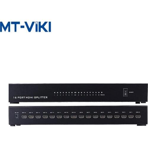MT-VIKI HDMI Splitter 1 In 16 Out Screen Splitter 16 TVs/LCD Monitors Display Same Image 4K 2K 1080P Maituo With Power MT-SP1016
