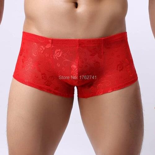 Men Underwear Low waist Boxers Para Hombre Lace Bokserki Boxershorts Cueca Mens Trunk Underwears Underpants