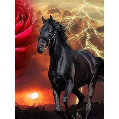 Animal Horse Printed Fabric 11CT Cross Stitch Embroidery Complete Kit DMC Threads Handicraft Handiwork Painting Mulina