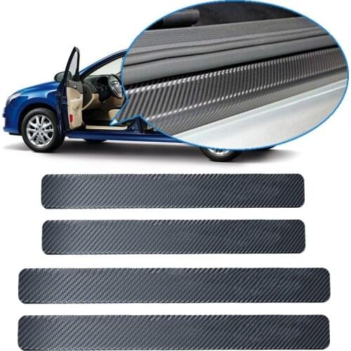 4PCS 60x6.8cm Car Door Sill Anti kick Stickers Scuff Anti Scratch Carbon Fiber Auto Door Sticker Car Accessories Styling