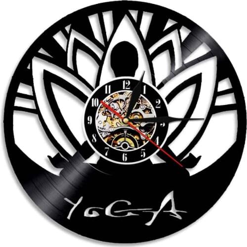 Mandala Yoga Self-knowledge Practice Vinyl Record Wall Clock Meditate Zen Lotus Buddha Spirit Modern Sport Wall Clock