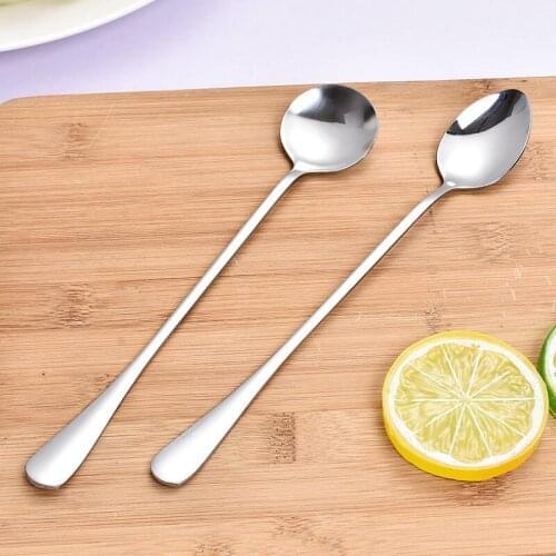 Stainless Steel Long Handle Spoon Coffee Latte Ice Cream Soda Sundae Cocktail Scoop LX3090
