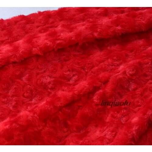New clothing plush fabric Three-dimensional rose plush red fabric 150cmx100cm