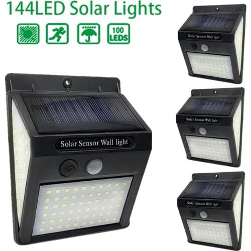Outdoor 144 LED Solar Light Motion Sensor Waterproof Sunlight Garden Decoration Street Lights Solar Powered Lantern Wall Lamp