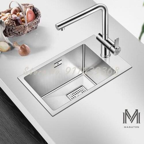 304 Stainless Steel Manual Sink Single Sink Small Vegetable Sink Pantry Bar Counter Zhongdao Balcony Wine Cabinet Basin
