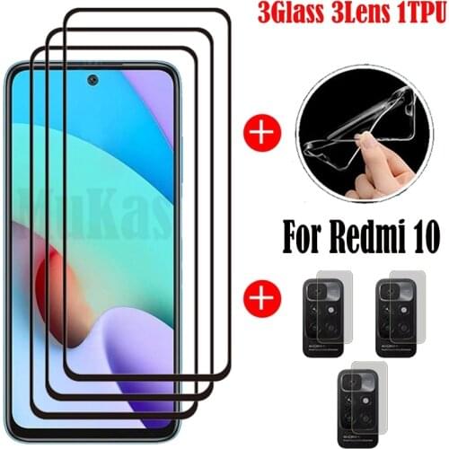 Full Glue Glass For Xiaomi Redmi 10 Screen Protector Tempered Glass For Redmi 10 Protective Glass For Xiaomi Redmi 10 Lens Film