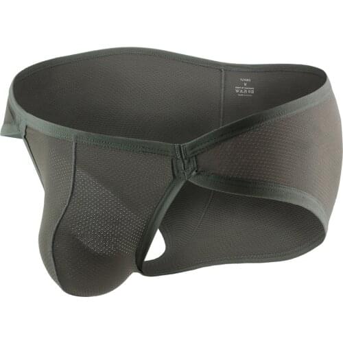 Sexy Mens Brief Breathable Ultra Thin Smooth Nylon Mesh Brief Summer Brief U Convex Underwear Ropa Interior Hombre Briefs