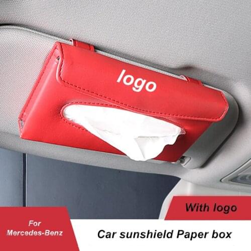 Universal Car Sun Visor Drawer Tissue Box Holder PU Leather Tissue Box Cover Case Accessories For Mercedes Benz W202 W203 W204