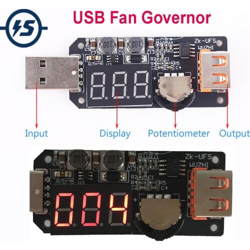 USB Fan Speed Controller Governor Timer LED Dimming Module 5V 5W Voltage Adjustable For Office Car Student Dormitory