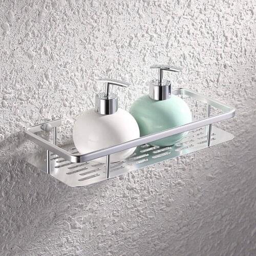 Bathroom Aluminum Shelf Shower Caddy Sigle Dual Tier Floating Shelves etagere salle de bain murale Bath Toilet Rack Accessories