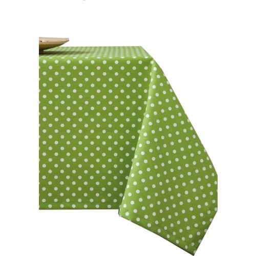 Zeren Home Green Ground White Polka Dot Carefree Table Cloth 170x250 cm