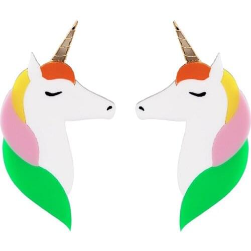 2020 Female Hyperbole Dark Fairy Tale Unicorn Earrings Women Big Acrylic Earrings Fashion Jewelry Gift E20025