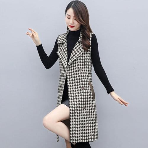 2021 Women Plaid Color Cardigan Coat Female Fashion Sleeveless Vests Ladies Elegant Office Casual Jacket Outwear Waistcoat H627