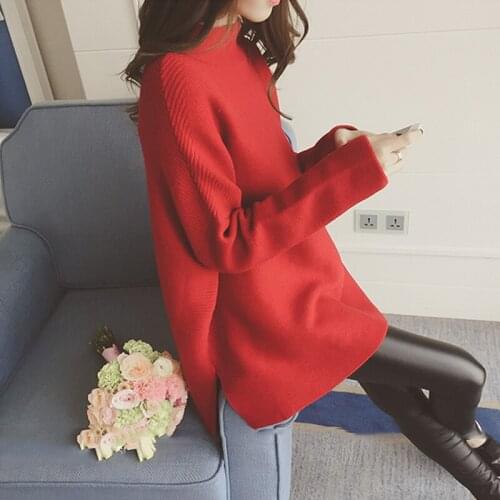 2019 New Women Sweater Jumper Section Solid Color Knitted Long Sleeve Fashion Casual Pullover Tops Korean Female Sweater Winter
