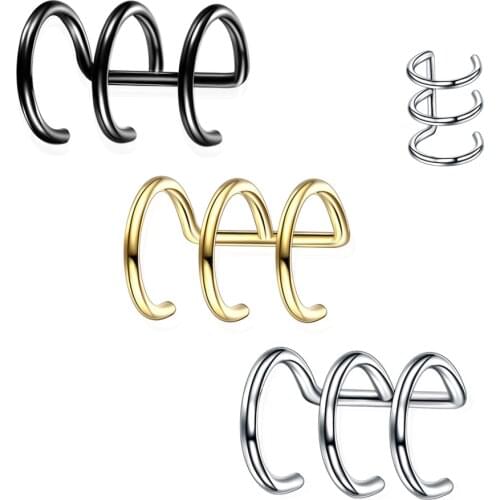 2020 1Pc Punk Stainless Steel Ear Clip Fake Earring Cuff Wrap Earrings No piercing-Clip for Man/Women Fake Cartilage Wrap Jewelr