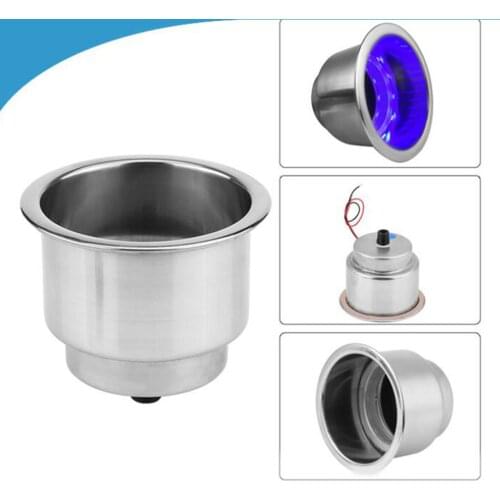 1 Piece Stainless Steel Cup Bottle Cup Drink Holder LED Drink Holder DC12V Light Truck Yacht Boat Marine