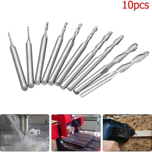 10pcs CNC Lathe Milling Cutter Ball Nose End Mill Drill Bits 2Flutes Spiral Endmill for Wood Aluminum D4