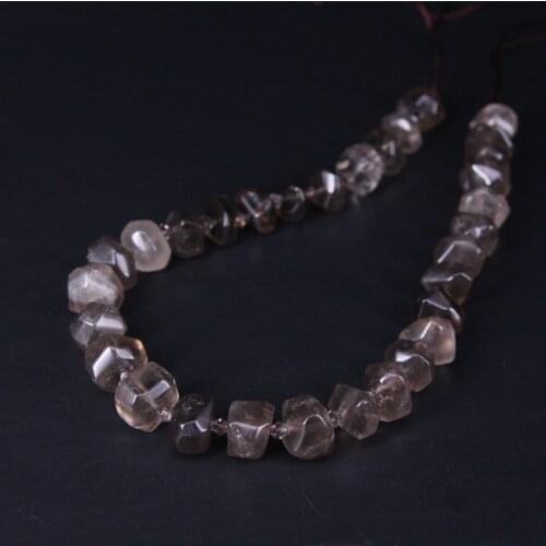 30-32pcs/strand Smoky Quartzs Faceted Nugget Loose Beads,Rough Crystal Quartz Stone Cut Rondelle Spacer Pendants Jewelry Making