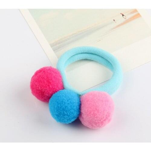 4pcs /lot Hot Sale New Cute Hairball multi-colored Hair Holders Bands Gum Fashion Kids Candy Rubber Bands Headwear Girls Hair