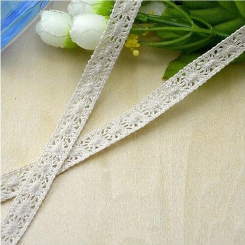 50meter High Quality Beige Lace Ribbon Fabric Cotton Lace Trim Sewing Material For Decoration Handmade Garment Accessories Craft
