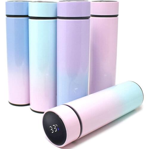 500ml Vacuum Stainless Steel Thermos Intelligent Thermos Bottle Cup LCD Screen Display Temperature Soup Coffee Mug Bottles