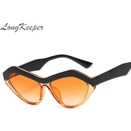 LongKeeper Retro Irregular Cat Eye Sunglasses Women Ins Popular Fashion Colorful Eyewear Brand Designer UV400 Oculos Feminino