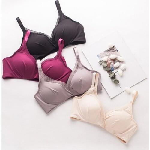 Birdsky, 2pcs mulberry pure silk Women thin bra push up top breast bras wire rimless, 4 solid colors. OR-68