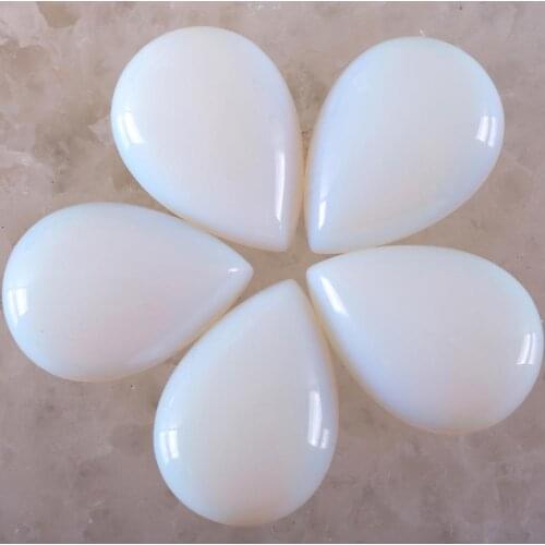 5Pcs Cabochon CAB Natural Stone No Drilled Hole Water Drop Bead for Men Women DIY Jewelry Making Necklace Ring White Opal Bead