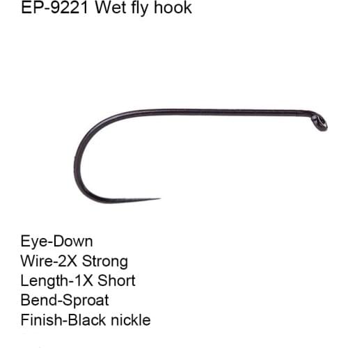Eupheng Plus 25pcs 50pcs EP-9221 Competition Barbless Wet Fly Hooks No Barb Black Nickle Fly Fishing Hooks For Dry Flies New