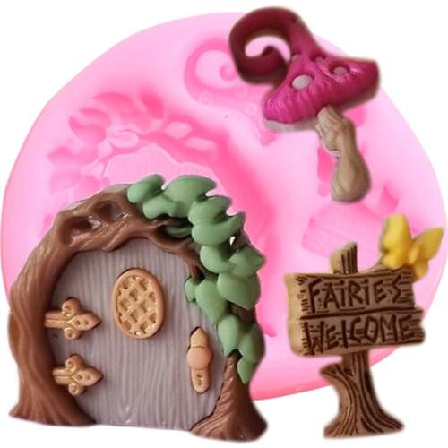 Fairy Garden Silicone Molds Door Flower Baby Birthday Cupcake Topper Fondant Cake Decorating Tools Candy Chocolate Gumpaste Mold