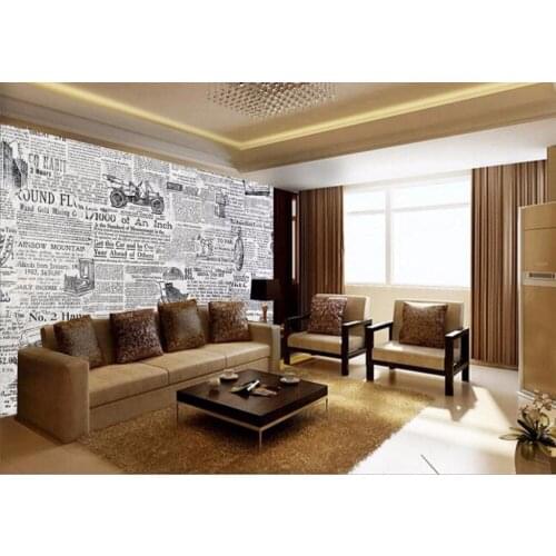 CJSIR Custom Photo Wallpaper Mural Vintage Black and White Newspaper TV Background Wall Decorative Painting Background Wall
