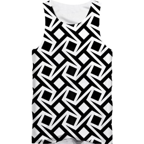 IFPD EU Size New Harajuku Mens Casual Tank Top Cool 3D Print Abstract Geometric Figures Vest Mans Fit Slim Sleeveless Singlets
