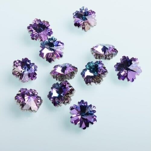 Juleecrystal 14mm Charm Crystal Beads Snow Shape Accessories Beads for Necklace