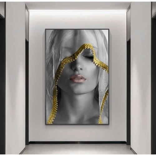 Beautiful Cover Female Face Canvas Painting Art HD Poster Mural Living Room Home Decoration (Unframed)