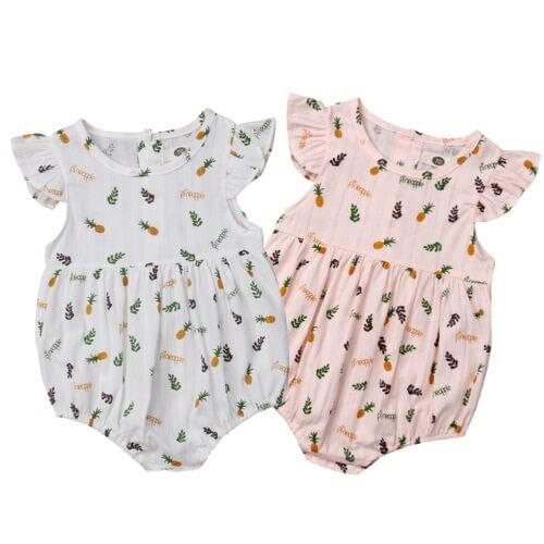 Little Baby Girls Pineapple Print Sleeveless Summer Bodysuit Clothes Outfit Size 0-24M