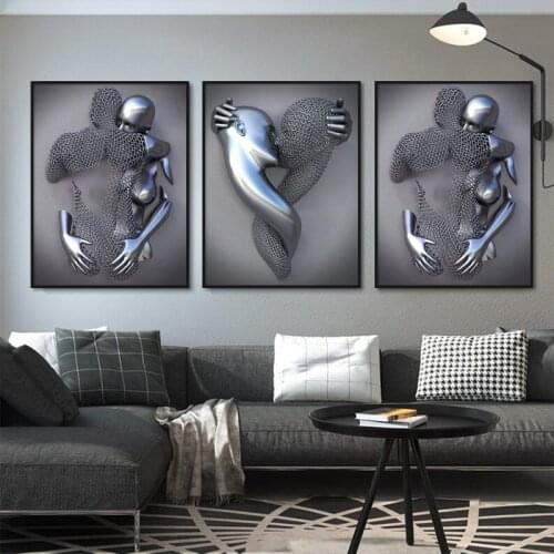 Metal Figure Statue Art Canvas Painting Romantic Abstract Posters and Prints Wall Pictures Modern Living Room Home Decoration