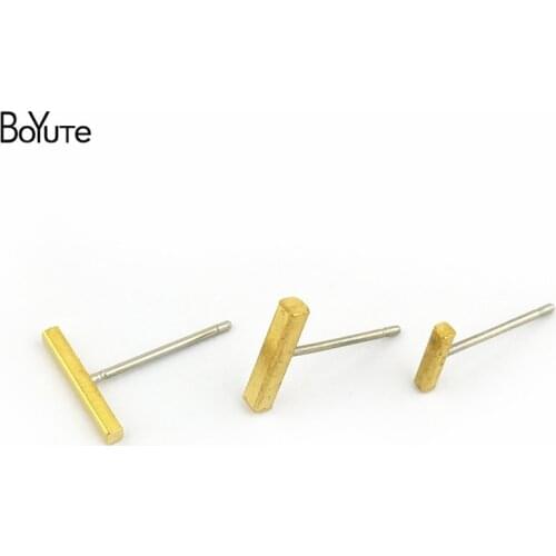 BoYuTe (100 Pieces/Lot) Metal Brass Geometric Rectangle Stud Earrings Unisex Diy Hand Made Jewelry Accessories