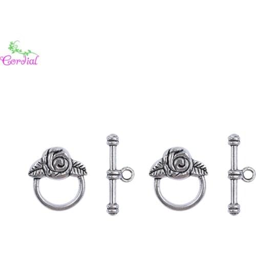Fashion Jewelry Accessories 100 Sets Rose Shaped Toggle Clasps Anti-Rhodium Color Connector DIY Handmade Jewelry Accessories