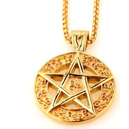 Stainless Steel Men Necklaces Chain Pendants Pentagram Stars Gold Punk Rock Hip Hop for Male Boy Fashion Jewelry Gift