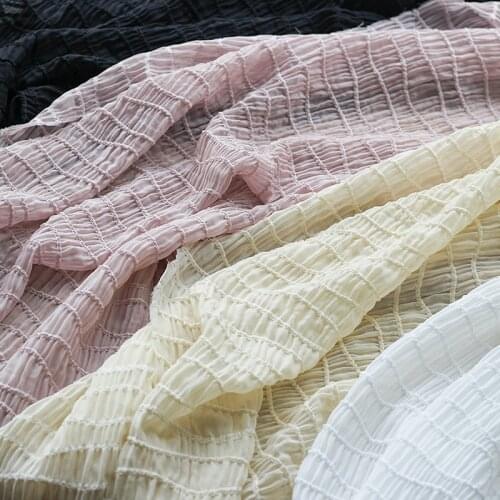 2021 Newest Bubble Chiffion Cloth Lace Embroidered Womens Summer Chiffion Cloth Fabric Stretched Chiffion Cloth