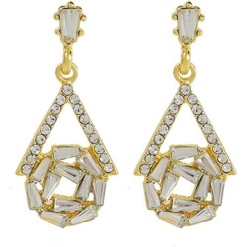 New Earrings Fashion Jewelry Irregular Inlay Crystal Shiny Temperament Earrings Wholesale Kolczyki Pendientes Earrings For Women