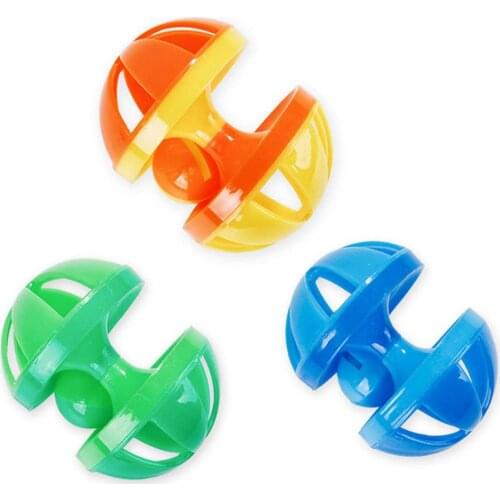 New Style Bells Plastic Cat Pet Sound Toy Cat Toys Hollow Out Round Pet Colorful Playing Ball Toys With Small Bell Cat Products