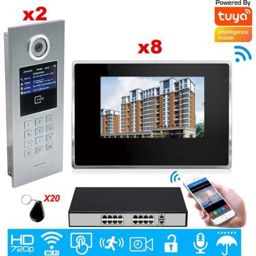 Office Big Building Security Door Access Control System WiFi Video Door Phone IP Video Intercom TuyaSmart APP+Password+IC Card