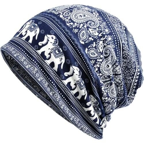 Autumn and winter sport riding running cap elephant cashew flower pattern bib hat warm hat Outdoor running cap dual-use headgear