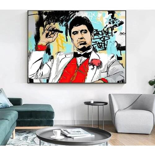 Graffiti Tony Montana Portrait Posters and Prints Graffiti Art Wall Canvas Painting Cuadros Decorative Picture for Living Room