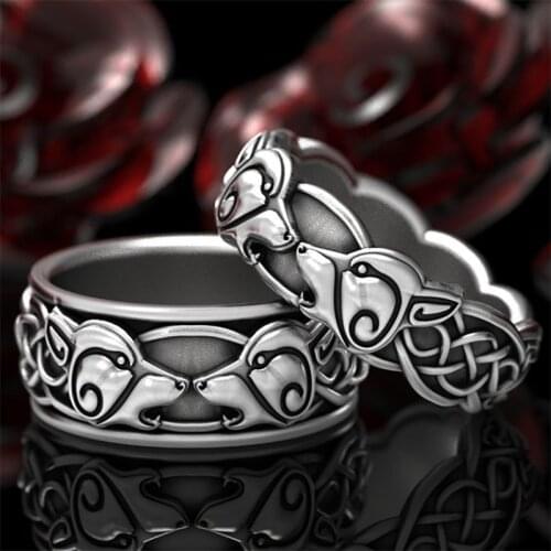 Punkboy Retro Style Mens Ring Silver Plated Color Winding Animal Ring for Male Party Jewelry Accessories Size 6-13