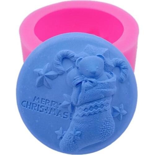 Merry Christmas Design Handmade Soap Mold 3D Silicone Mold for Soap Making Candle Wax Mould Mousse Cake Molds