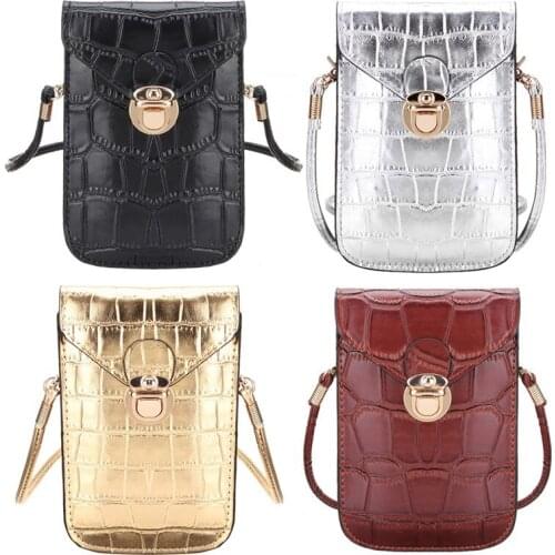 Silver Mobile Phone Mini Bags Small Clutches Shoulder Bag Crocodile Leather Women Handbag Black Clutch Purse Handbag Flap